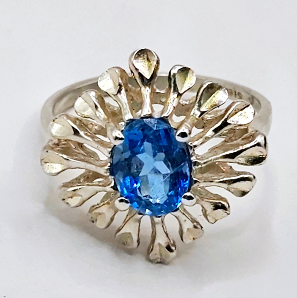 Vintage Sterling Silver blue topaz Sz 7 ring by Kabana